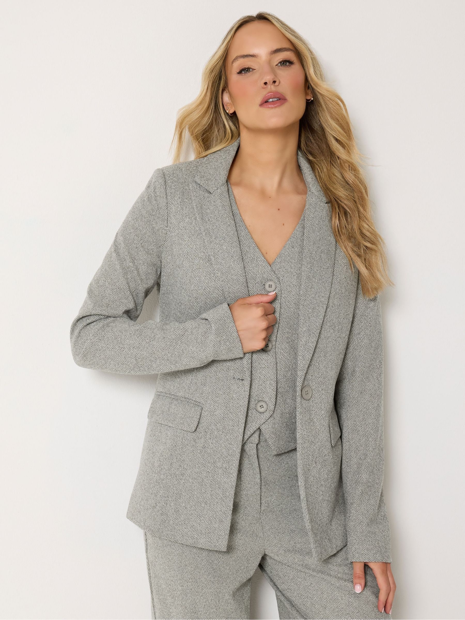 Long Tall Sally Women's Grey Tall Herringbone Blazer In | : Size 24 - Image 2