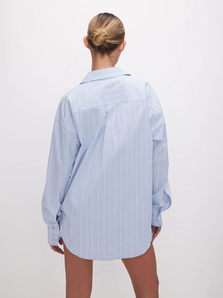 Good American Blue Oversized Stripe Shirt - Image 2 of 5