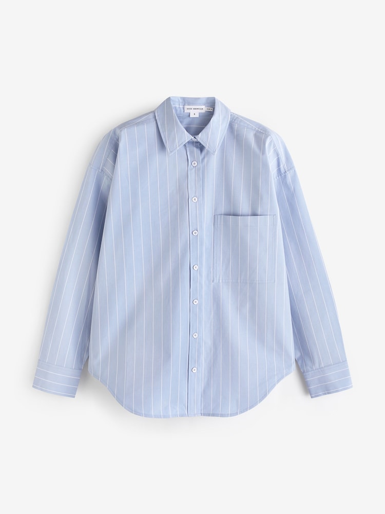 Good American Blue Oversized Stripe Shirt - Image 5 of 5
