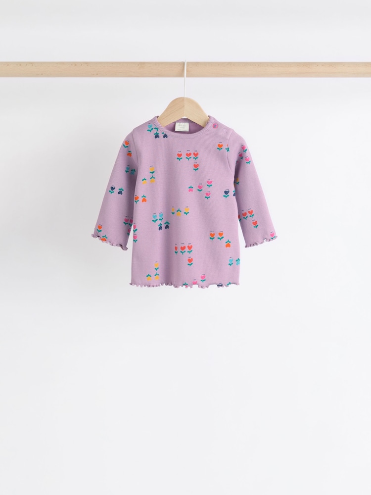 Pourpre lilas/caractère bleu - Ensemble 6 pièces haut à manches longues et legging bébé (0mois-3ans) - Image 4 of 14