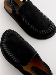 črna - Premium usnje Sling Back Clogs - Slika 4 iz 5
