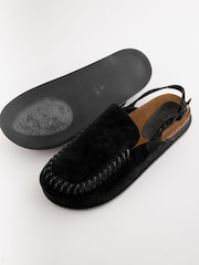 črna - Premium usnje Sling Back Clogs - Slika 5 iz 5