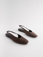 Brown Forever Comfort® Square Toe Leather Sling Back Shoes - Image 4 of 8