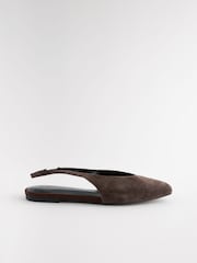 Brown Forever Comfort® Square Toe Leather Sling Back Shoes - Image 5 of 8
