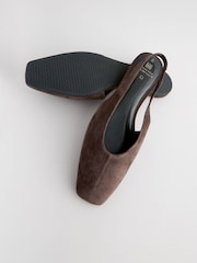 Brown Forever Comfort® Square Toe Leather Sling Back Shoes - Image 6 of 8
