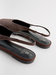Brown Forever Comfort® Square Toe Leather Sling Back Shoes - Image 7 of 8