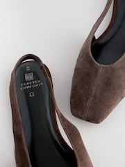 Brown Forever Comfort® Square Toe Leather Sling Back Shoes - Image 8 of 8