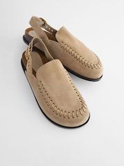 rjava - Premium usnje Sling Back Clogs - Slika 5 iz 8