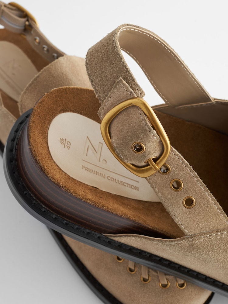 rjava - Premium usnje Sling Back Clogs - Slika 8 iz 8