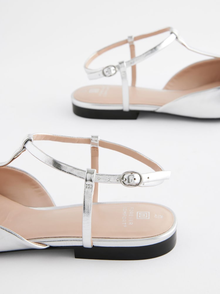 Silver Forever Comfort Point Toe T-bar Shoe - Image 9 of 9