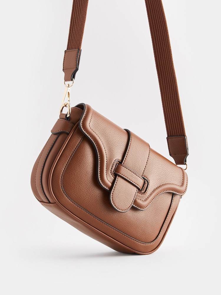 Tan Brown Casual Flap Over Cross-Body Bag - Image 3 of 6