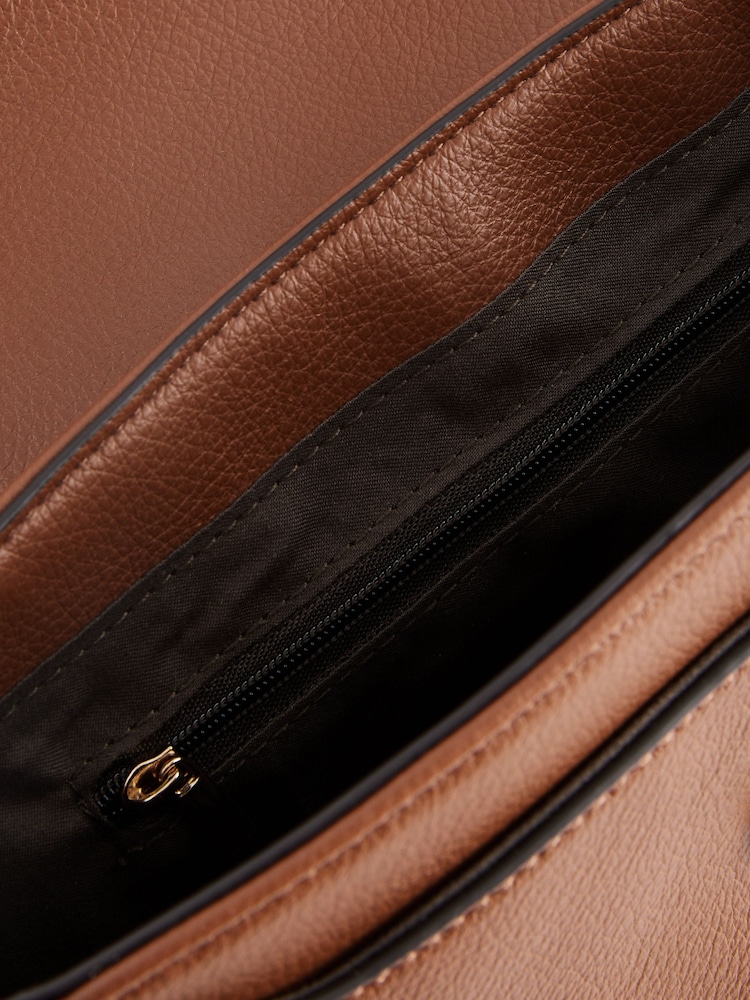 Tan Brown Casual Flap Over Cross-Body Bag - Image 4 of 6