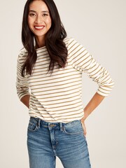 Joules Harbour Gold Sparkly Long Sleeve Breton Top - Image 1 of 3