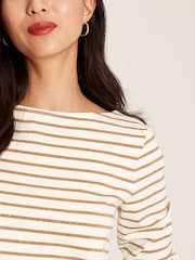 Joules Harbour Gold Sparkly Long Sleeve Breton Top - Image 2 of 3