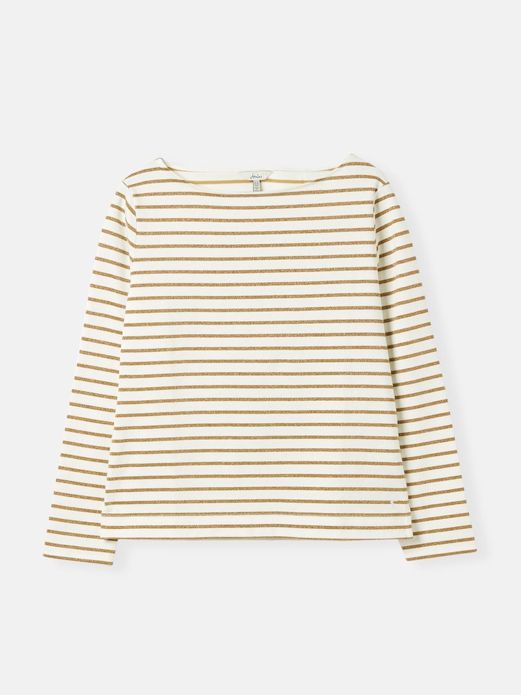 Joules Harbour Gold Sparkly Long Sleeve Breton Top - Image 3 of 3
