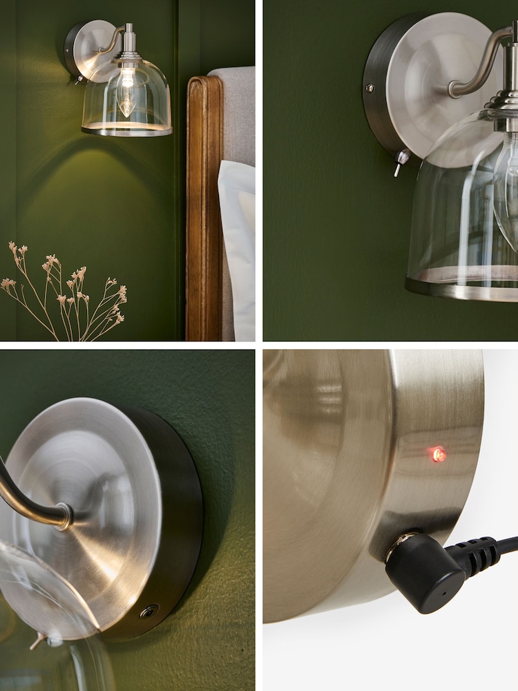 Brushed Chrome Gloucester Rechargeable Wireless Wall Light - Image 2 of 6