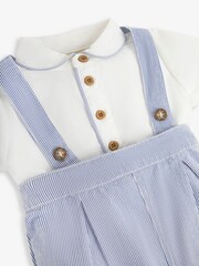 JoJo Maman Bébé Blue 2-Piece Blue & White Peter Pan Collar Shirt & Shorts Set - Image 7 of 7