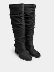 Yours Curve Black Extra Wide Fit Knee Slouch Boots - Image 2 of 4