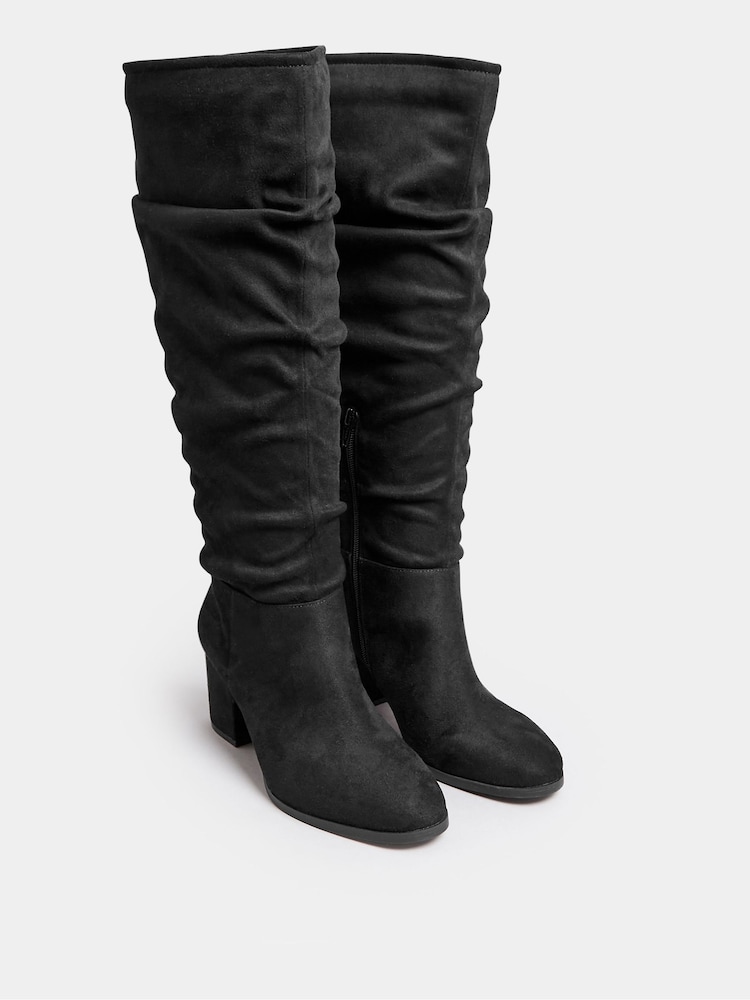 Yours Curve Black Extra Wide Fit Knee Slouch Boots - Image 2 of 4
