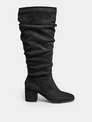 Yours Curve Black Extra Wide Fit Knee Slouch Boots - Image 3 of 4