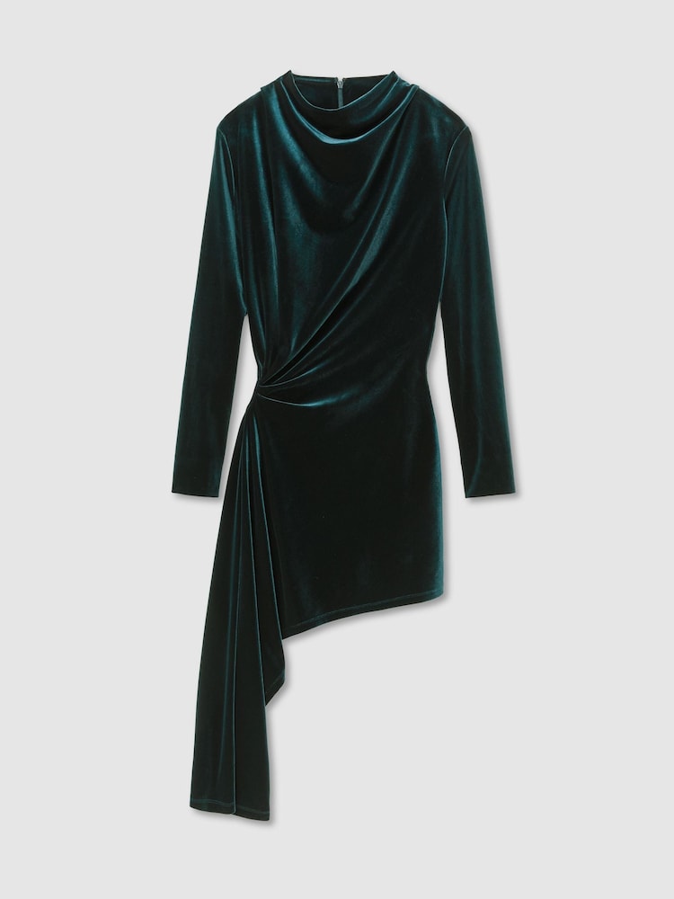Reiss Perrie Velvet Draped Long-Sleeve Mini Dress - Bilde 2 av 8 Reiss Perrie Velvet Draped Long-Sleeve Mini Dress - Bilde 2 av 8