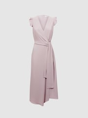 Reiss Lilac Willow Wrap Tie Midi Dress - Image 2 of 4