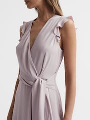 Reiss Lilac Willow Wrap Tie Midi Dress - Image 3 of 4