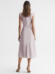 Reiss Lilac Willow Wrap Tie Midi Dress - Image 4 of 4