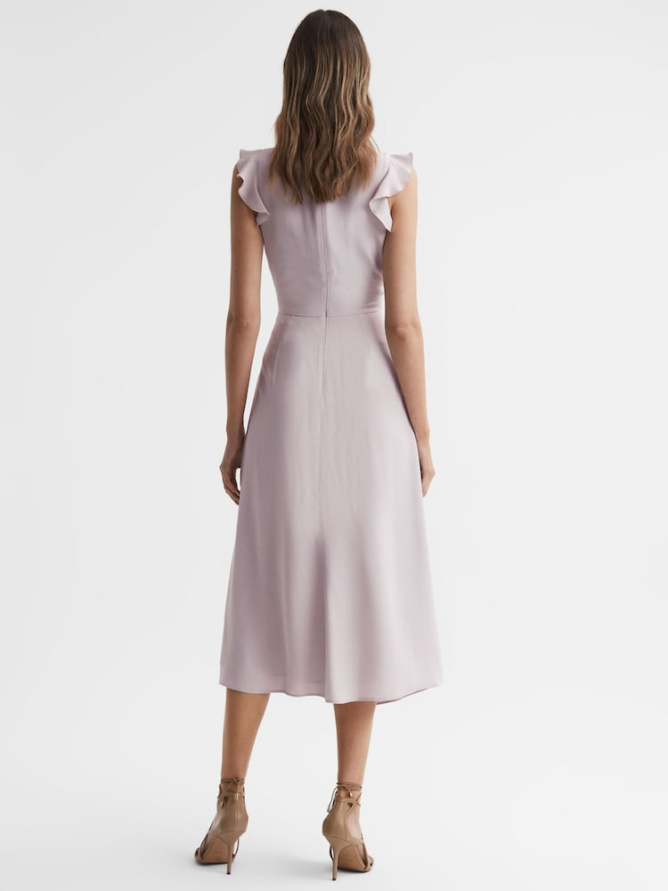 Reiss Lilac Willow Wrap Tie Midi Dress - Image 4 of 4