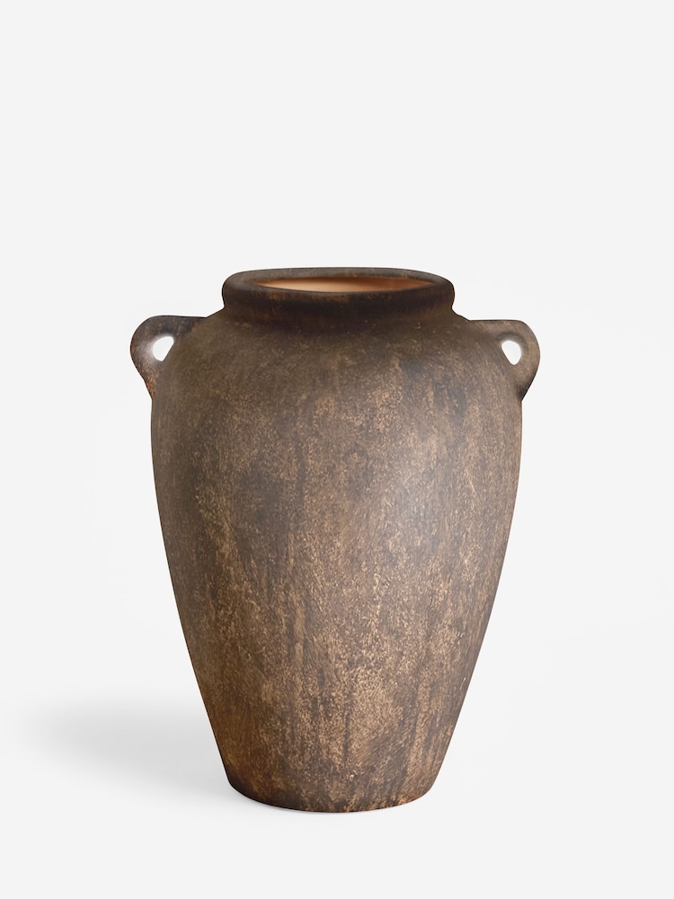 Dark Brown Country Ceramic Lydford Medium Textured Flower Vase - Image 2 of 2