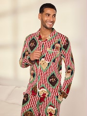 Chelsea Peers Red Christmas Chip & Friends Stripe Print Long Pyjamas Set - Image 2 of 7