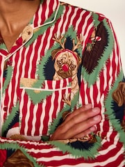 Chelsea Peers Red Christmas Chip & Friends Stripe Print Long Pyjamas Set - Image 3 of 7