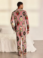 Chelsea Peers Red Christmas Chip & Friends Stripe Print Long Pyjamas Set - Image 4 of 7