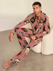Chelsea Peers Red Christmas Chip & Friends Stripe Print Long Pyjamas Set - Image 7 of 7