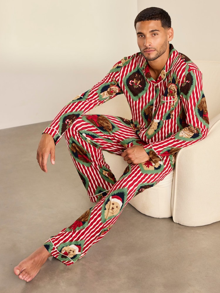 Chelsea Peers Red Christmas Chip & Friends Stripe Print Long Pyjamas Set - Image 7 of 7