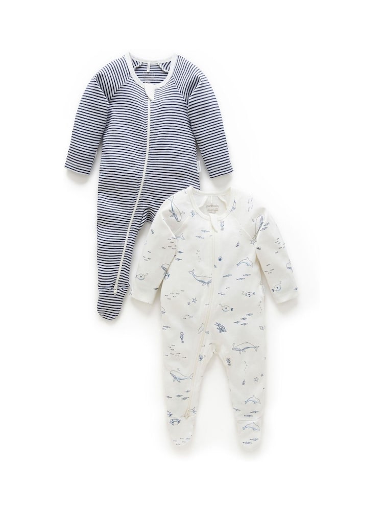Hellblau - Purebaby – Baby-Schlafanzug mit Reißverschluss aus 100 % Baumwolle im 2er-Pack - Bild 1 von 8 Hellblau - Purebaby – Baby-Schlafanzug mit Reißverschluss aus 100 % Baumwolle im 2er-Pack - Bild 1 von 8