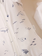Purebaby Light Blue 100% Cotton Zip Baby Sleepsuits 2 Pack - Image 4 of 8
