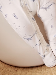 Purebaby Light Blue 100% Cotton Zip Baby Sleepsuits 2 Pack - Image 8 of 8