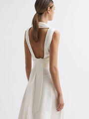 Reiss White Rebecca Cropped V-Neck Open Back Top - Image 5 of 6