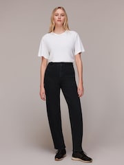 Whistles Black Barrel Leg Denim Straight Jeans - Image 1 of 5