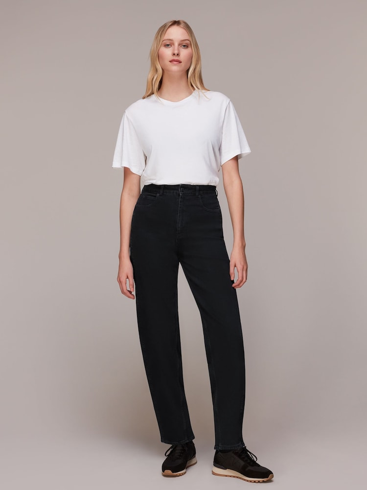 Whistles Black Barrel Leg Denim Straight Jeans - Image 1 of 5