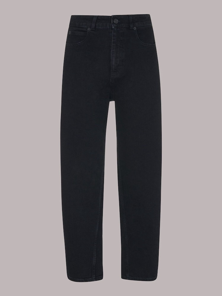 Whistles Black Barrel Leg Denim Straight Jeans - Image 5 of 5