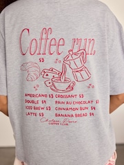 Chelsea Peers Natural Cotton Coffee Run Print Short Pyjamas Set - Image 2 of 6