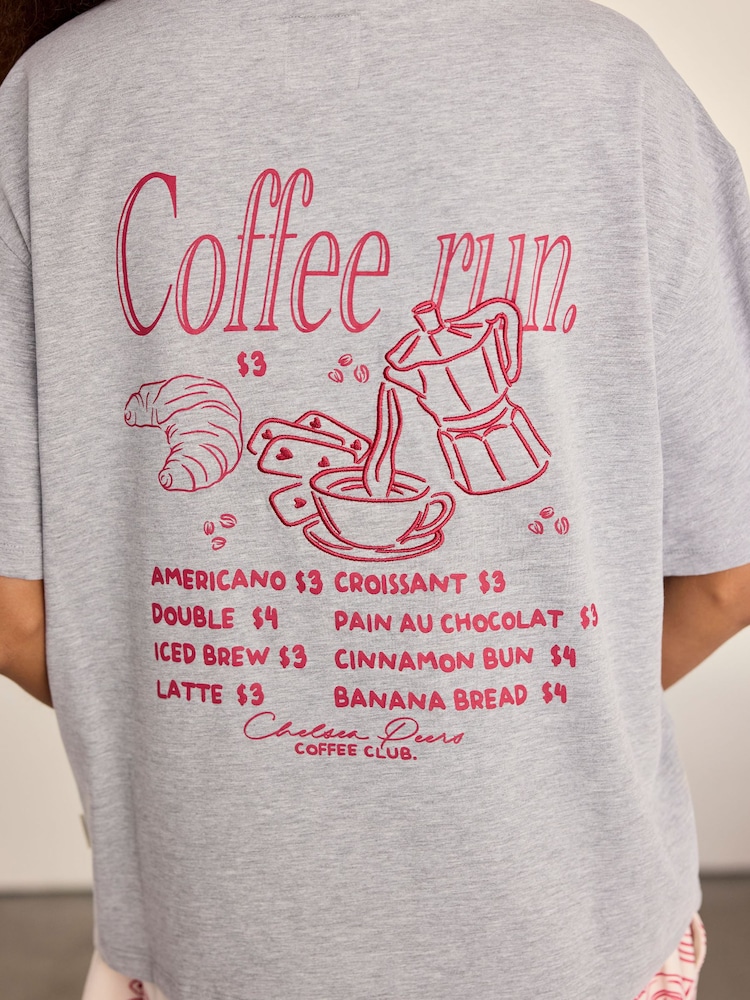 Chelsea Peers Natural Cotton Coffee Run Print Short Pyjamas Set - Image 2 of 6 Chelsea Peers Natural Cotton Coffee Run Print Short Pyjamas Set - Image 2 of 6