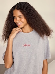 Chelsea Peers Natural Cotton Coffee Run Print Short Pyjamas Set - Image 4 of 6