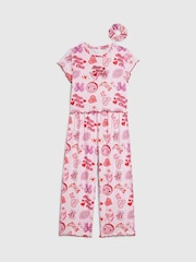 River Island Pink Glitter Graffiti Print Pyjamas Set - Image 3 of 5