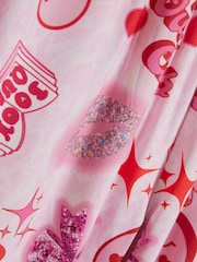 River Island Pink Glitter Graffiti Print Pyjamas Set - Image 4 of 5