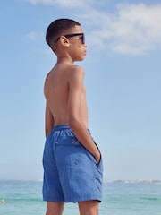 Blue Textured Swim Shorts (3-16yrs) - Image 5 of 6