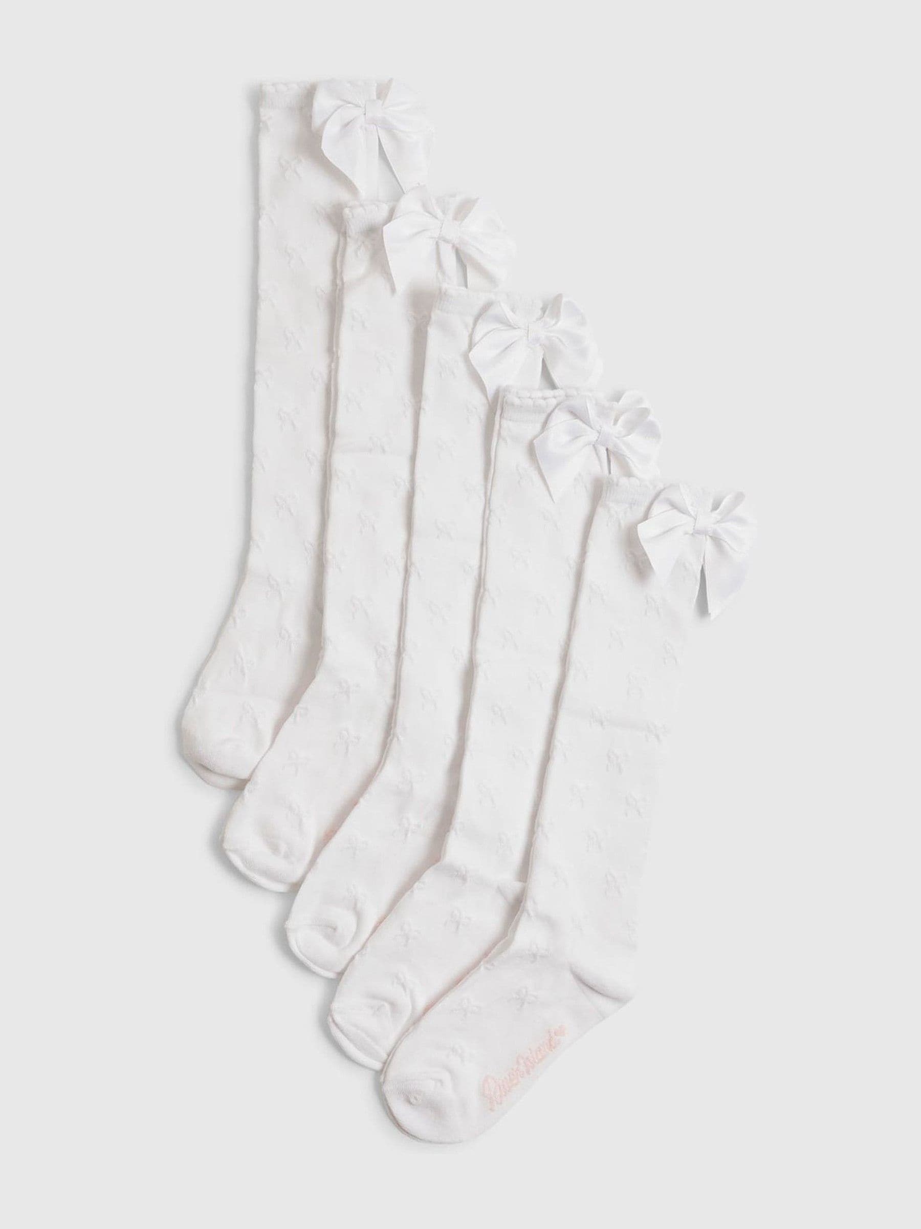 River Island White Bow Knee High Socks 5 Pack view 1