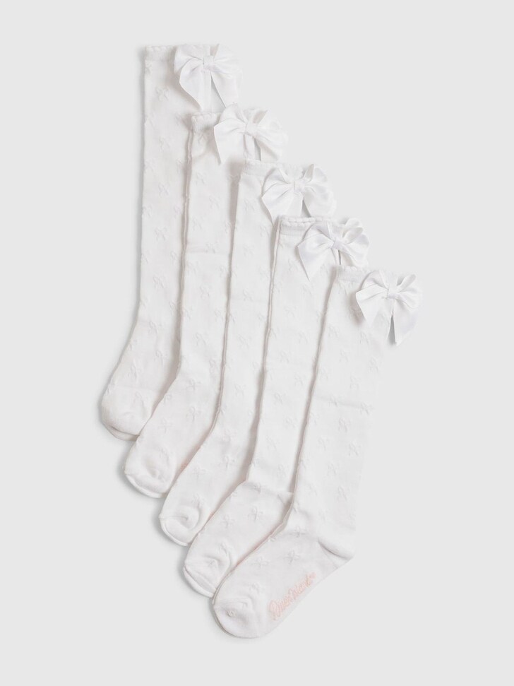 River Island White Bow Knee High Socks 5 Pack